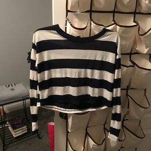 Long Sleeve Striped Crop Top